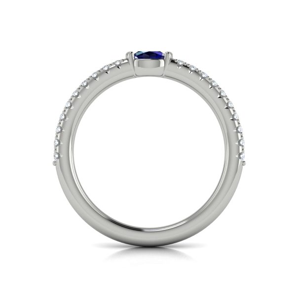 Vlora Sofia 14k White Gold Diamond and Sapphire Ring VR60135S For Cheap