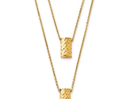 14k Yellow Gold Double Stacked Geometric Necklace 18 inches LF142-18 Online Hot Sale