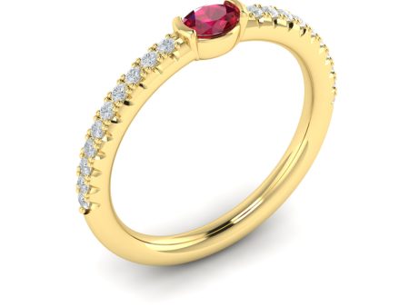 Vlora Sofia 14k Yellow Gold Diamond and Ruby Ring VR60135R For Cheap