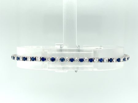 14k White Gold 2.42CTW Sapphire and Diamond Bracelet Online Hot Sale