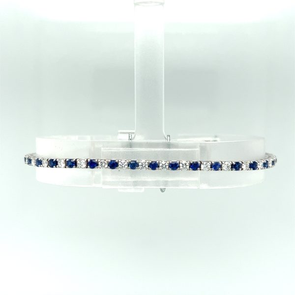 14k White Gold 2.42CTW Sapphire and Diamond Bracelet Online Hot Sale