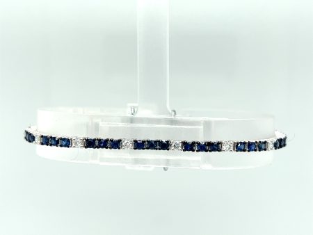 18k White Gold 2.67CTW Sapphire and Diamond Bracelet Discount