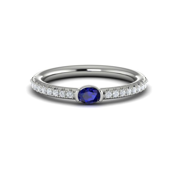 Vlora Sofia 14k White Gold Diamond and Sapphire Ring VR60135S For Cheap