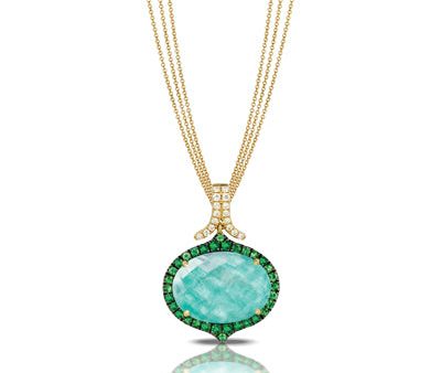 Doves Amazonite Diamond and Tsavorite Pendant 6232AZT Online Hot Sale