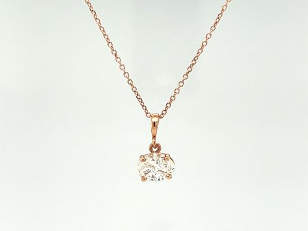 14k Rose Gold .90CTW Modern Diamond Solitaire Pendant Supply