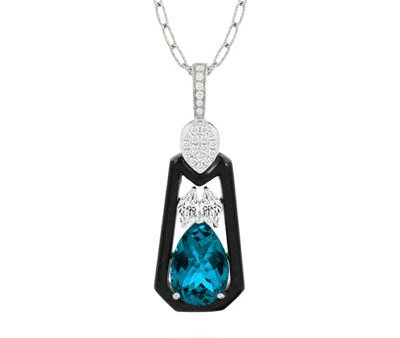 Doves London Blue Topaz Black Onyx and Diamond Pendant P9311BOLBT Online Sale