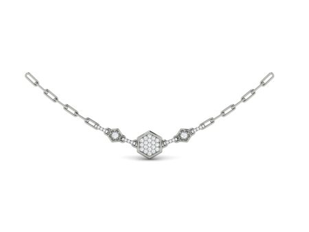 Vlora Serafina 14k White Gold and Diamond Necklace VN60285 For Cheap