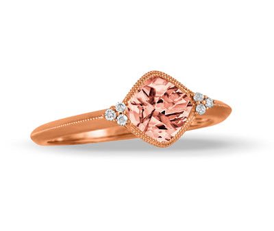 Doves 18k Rose Gold Morganite and Diamond Bridal Ring LB258MG For Discount