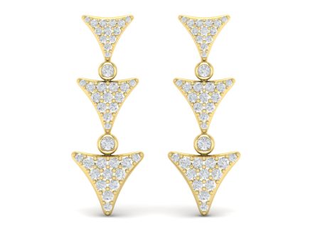 Vlora Miraval 14k Yellow Gold and Diamond Geometric Dangle Earring VER60444 For Cheap