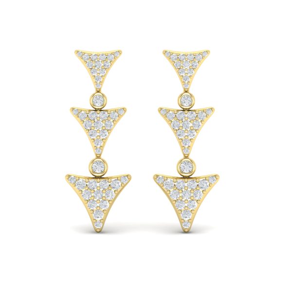 Vlora Miraval 14k Yellow Gold and Diamond Geometric Dangle Earring VER60444 For Cheap