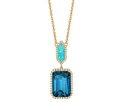 Doves Amazonite Diamond and London Blue Topaz Pendant N8383AZLBT on Sale