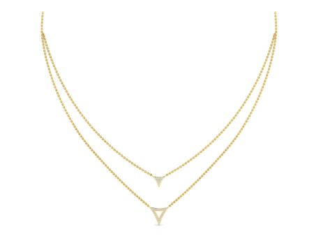 Vlora Miraval 14k Yellow Gold and Diamond Double Necklace VN60432 Hot on Sale