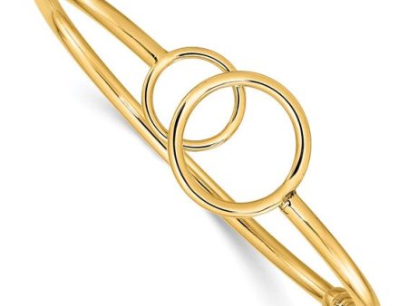 14k Yellow Gold Double Circle Hinge Bangle LF1636 Supply