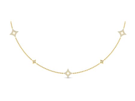 Vlora Estrella 14k Yellow Gold and Diamond Station Necklace VN60226 For Sale