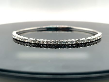 14k White Gold 1.86CTW Diamond Flex Bangle Hot on Sale