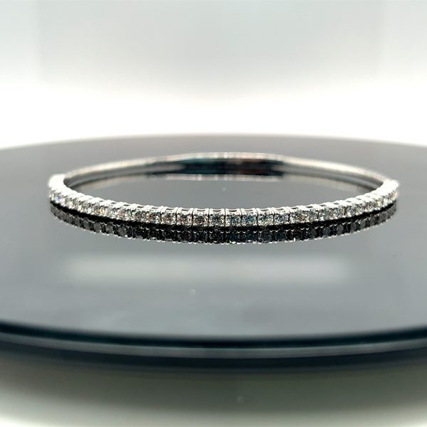 14k White Gold 1.86CTW Diamond Flex Bangle Hot on Sale