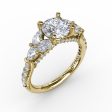 Fana Floral Multi-Stone Engagement Ring With Diamond Leaves 3210 Online Sale