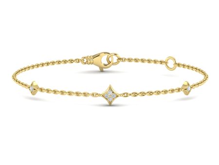 Vlora Estrella 14k Yellow Gold and Diamond Station Bracelet VB60236 Online Sale