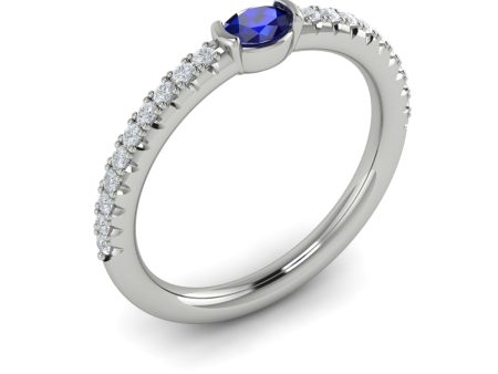 Vlora Sofia 14k White Gold Diamond and Sapphire Ring VR60135S For Cheap