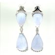 14K White Gold 30.88 CTW Chalcedony and Diamond Dangle Earrings Fashion