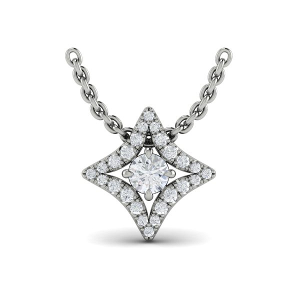 Vlora Estrella 14k White Gold and Diamond Necklace VP60210 on Sale