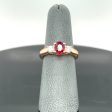 14K Rose Gold 1.20CT Natural Ruby and Diamond Three Stone Ring Online Sale