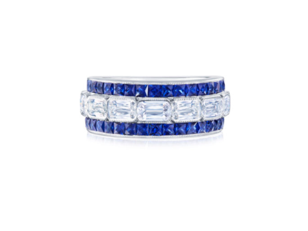 KWIAT ASHOKA Diamond and Sapphire Ring W-30041S-20-DIASAP-PLAT Fashion