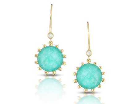 Doves Amazonite and Diamond Earrings on Sale