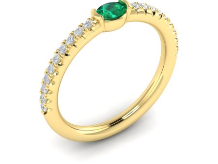 Vlora Sofia 14k Yellow Gold Diamond and Emerald Ring VR60135E Online now