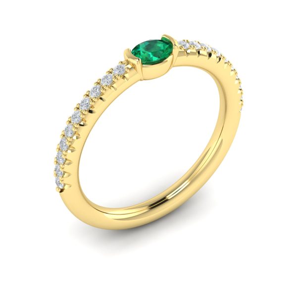 Vlora Sofia 14k Yellow Gold Diamond and Emerald Ring VR60135E Online now