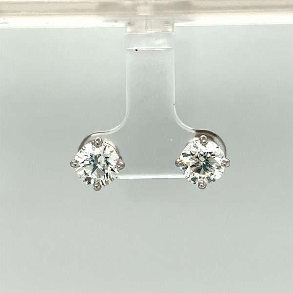 14k White Gold 3.01CTW Diamond Studs Online Hot Sale