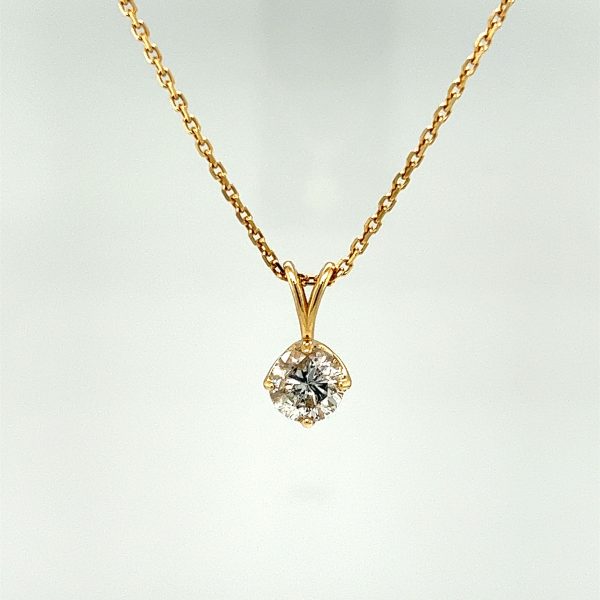 14k Yellow Gold 1.50CT Classic Diamond Solitaire Pendant Cheap