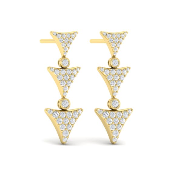 Vlora Miraval 14k Yellow Gold and Diamond Geometric Dangle Earring VER60444 For Cheap